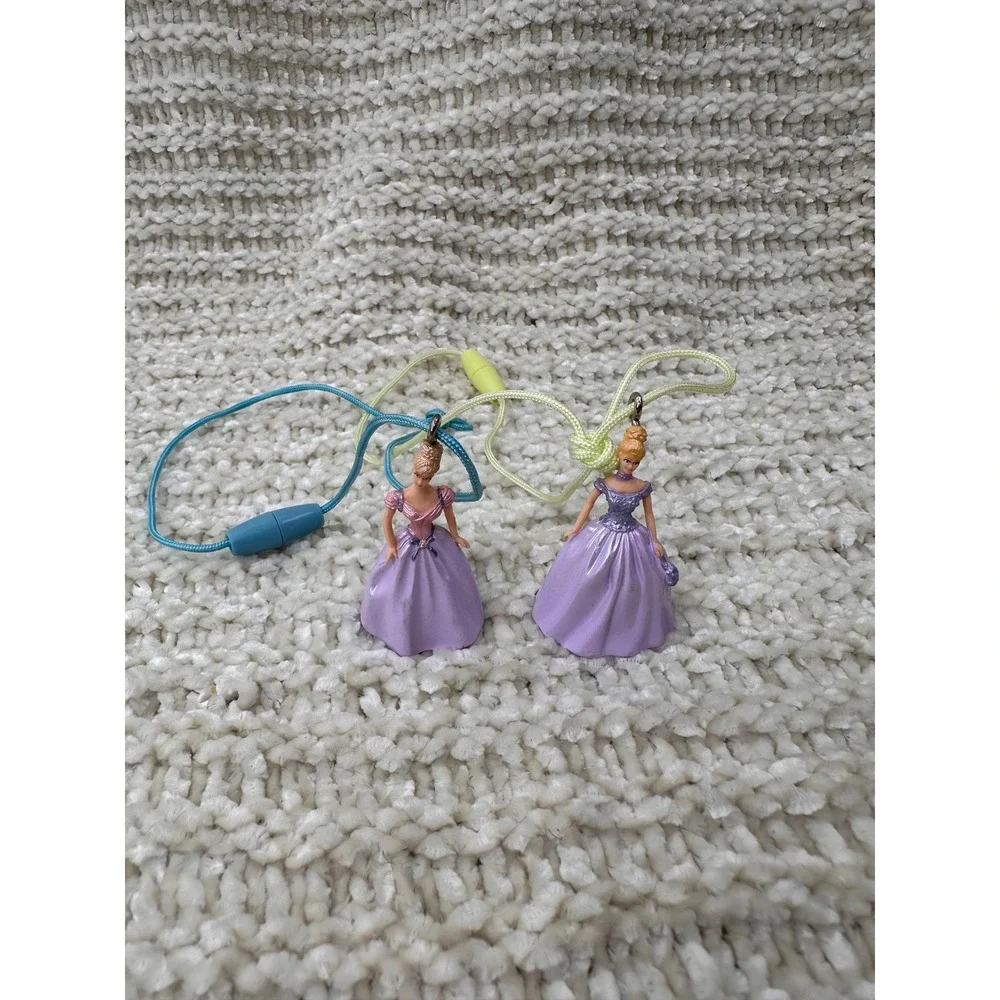 Disney Cinderella Necklace Lot 2 Princess Figure Pendant Toy Purple Pink‎ 1.5 in